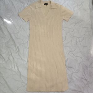 Eloquii Cream Ribbed Dress